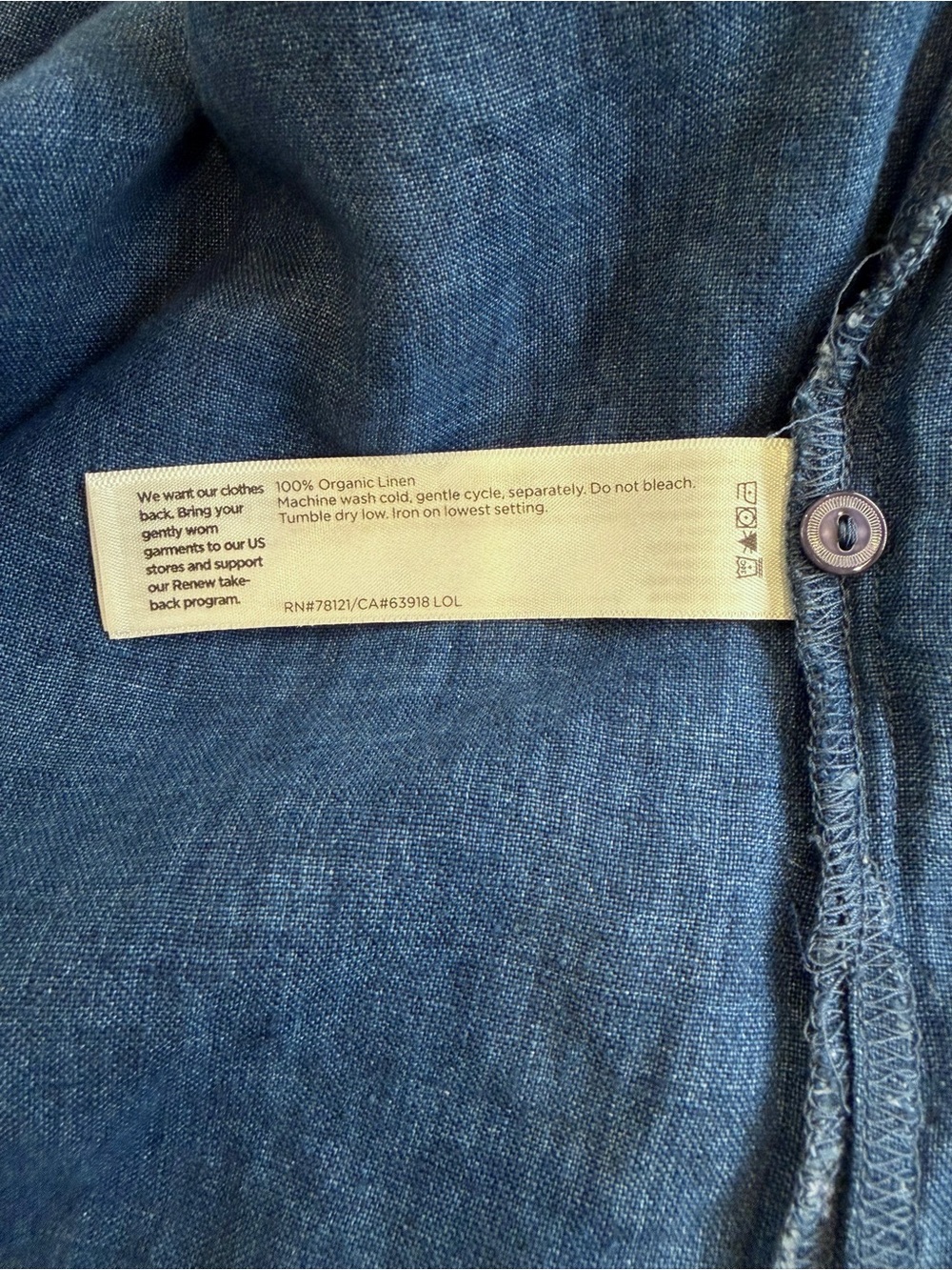Eileen Fisher Washed Organic Linen Délavé Classic Collar Shirt in Blue - Picture 10 of 11